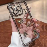 iPhone 15 Pro Dazzling Rhinestone Bear Transparent Mobile Cover