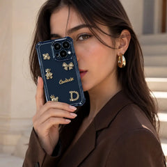 Dazzling Rhinestone Bear Midnight Blue Transparent Mobile Cover