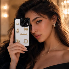 Dazzling Rhinestone Bear Black Transparent Mobile Cover