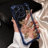 Dazzling Rhinestone Bear Midnight Blue Transparent Mobile Cover