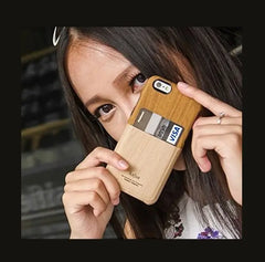 Kajsa ® Wood Pocket Card Holder Back Cover For Apple iPhone 6 / 6s/ 6 Plus/ 6s Plus