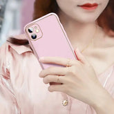 iPhone 13 Pro Max Luxury Leather Plating With Camera Protection Case