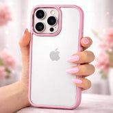 Luxury Metal Camera Protection Armor Clear Case – Pink