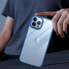 Luxury Metal Camera Protection Armor Clear Case – Blue