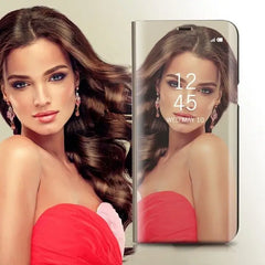 Luxury Mirror Clear View Standing Flip Cover For Apple iPhone / Samsung