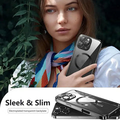 iPhone 16 Pro Max Luxury MagSafe Transparent Phone Cover with Camera Lens Protection
