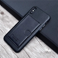 Puloka Luxury Leather Card Pocket Holder Back Cover For Apple iPhone / Samsung