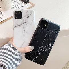 QY Marble Back Cover For Apple iPhone 11 Series (Black)