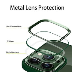 iPhone 14 Luxury Metal Camera Protection Shockproof Armor Clear Case – Blue