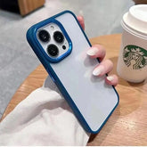 iPhone 14 Pro Max Luxury Metal Camera Protection Shockproof Armor Clear Case – Blue
