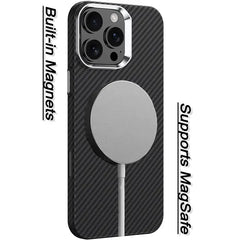 Ultra-Slim Soft Carbon Fiber MagSafe Case with Metal Frame Camera Protection For iPhone 16 Series