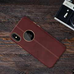Vorson ® Lexja Series Double Stitch Leather Back Cover For iPhone