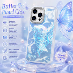 Ice Blue Butterfly Pearl Bloom Case