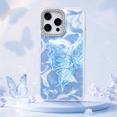 Ice Blue Butterfly Pearl Bloom Case
