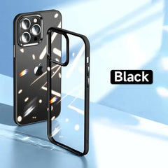 iPhone 14 Luxury Metal Camera Protection Shockproof Armor Clear Case – Black