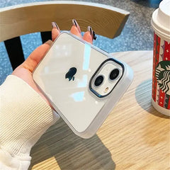iPhone 14 Luxury Metal Camera Protection Shockproof Armor Clear Case – Transparent