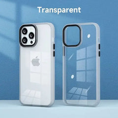 iPhone 14 Luxury Metal Camera Protection Shockproof Armor Clear Case – Transparent