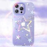 Blue Heart Star Crystal Clear Case For iPhone 14 Pro