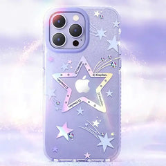 Blue Heart Star Crystal Clear Case For iPhone 14 Pro