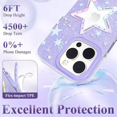 Blue Heart Star Crystal Clear Case For iPhone 14 Pro