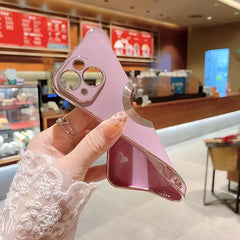 iPhone 14 Luxury Plating Camera Protection Logo Cut Soft Case – Pink