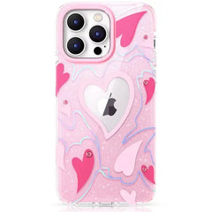 Pink Heart Star Crystal Clear Case For iPhone 14 Pro Max