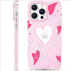 Pink Heart Star Crystal Clear Case For iPhone 14 Pro Max