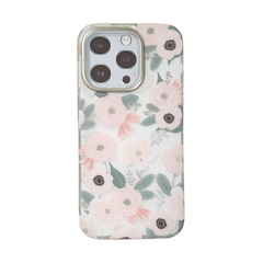 iPhone 15 Pro Pink Floral Print Clear Mobile Case
