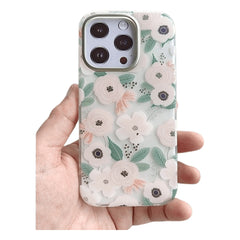iPhone 15 Pro Pink Floral Print Clear Mobile Case