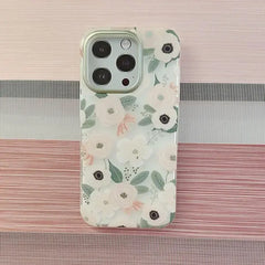 iPhone 15 Pro Pink Floral Print Clear Mobile Case