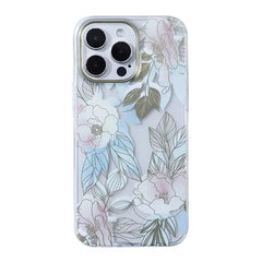 iPhone 15 Pro Max Mikalen Gold Floral Print Clear Mobile Case