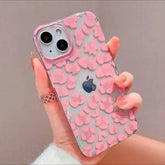 iPhone 15 Pro Mikalen Pink Floral Print Clear Mobile Case