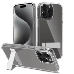 iPhone 16 Pro Crystal Clear Military-Grade Non-Yellowing Shatter-Resistant Kickstand Case