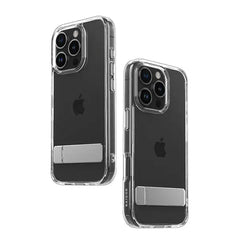 iPhone 16 Pro Crystal Clear Military-Grade Non-Yellowing Shatter-Resistant Kickstand Case