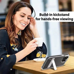 iPhone 16 Pro Crystal Clear Military-Grade Non-Yellowing Shatter-Resistant Kickstand Case