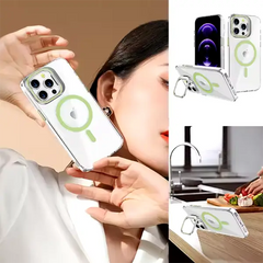 iPhone 16 Pro MagSafe Clear Case with Metal Kickstand, Camera Frame & Rings