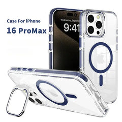iPhone 16 Pro MagSafe Clear Case with Metal Kickstand, Camera Frame & Rings