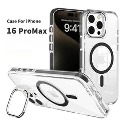 iPhone 16 Pro MagSafe Clear Case with Metal Kickstand, Camera Frame & Rings