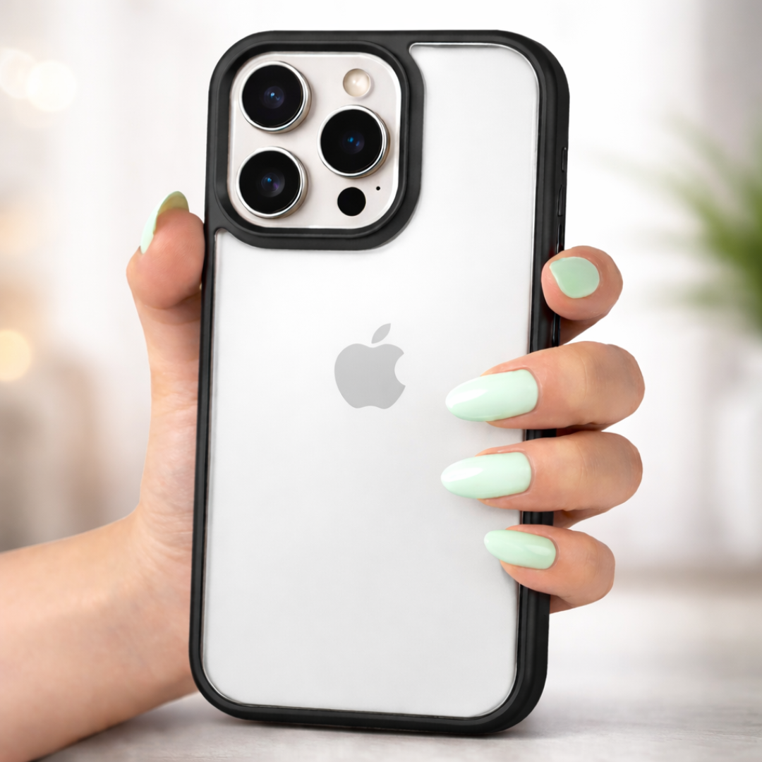 Luxury Metal Camera Protection Armor Clear Case – Black
