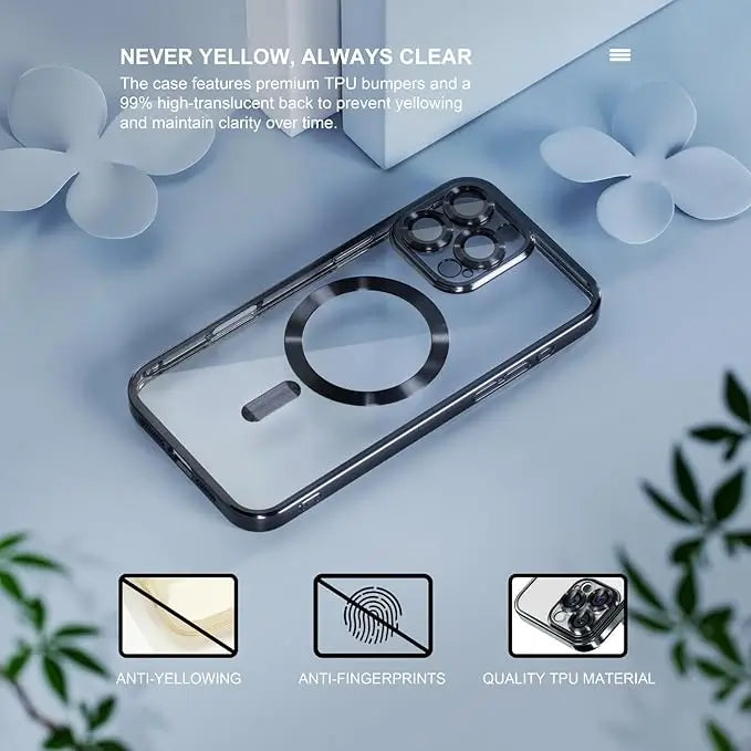 iPhone 16 Pro Max Luxury MagSafe Transparent Phone Cover with Camera Lens Protection
