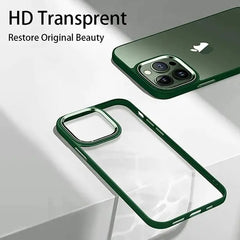 iPhone 14 Pro Max Luxury Metal Camera Protection Shockproof Armor Clear Case – Blue