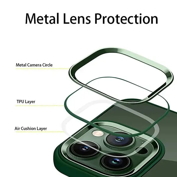 iPhone 14 Pro Max Luxury Metal Camera Protection Shockproof Armor Clear Case – Transparent