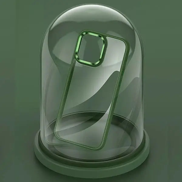 iPhone 14 Plus Luxury Metal Camera Protection Shockproof Armor Clear Case – Green