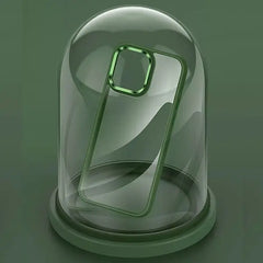 iPhone 14 Plus Luxury Metal Camera Protection Shockproof Armor Clear Case – Green