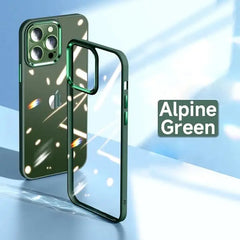 iPhone 14 Plus Luxury Metal Camera Protection Shockproof Armor Clear Case – Green