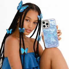 Ice Blue Butterfly Pearl Bloom Case