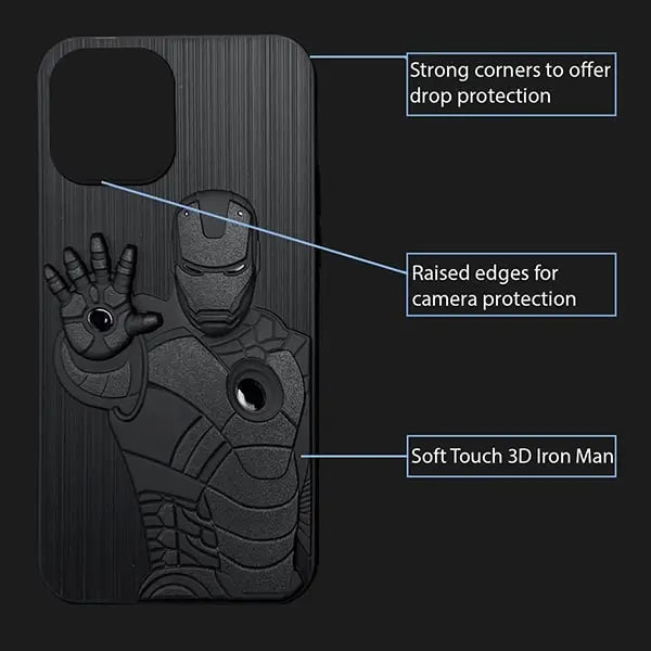 iPhone 14 Iron Man 3D Shockproof Soft Silicone Back Case