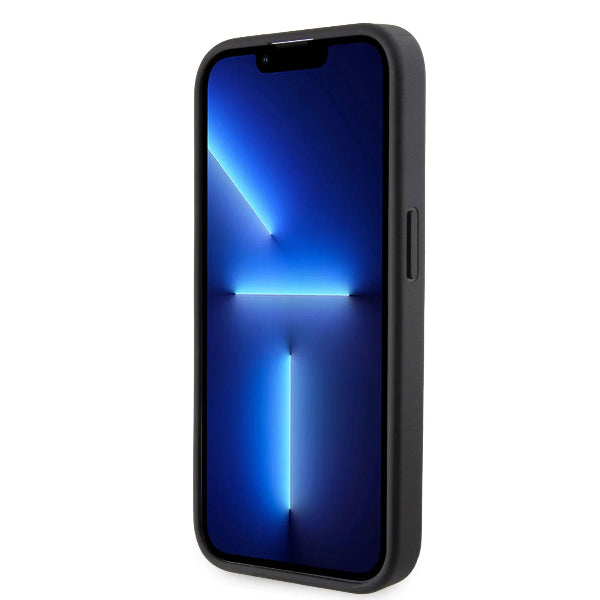 iPhone 15 Pro BMW Black Leather Case with Grip Stand