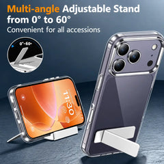 iPhone 16 Pro Max Crystal Clear Military-Grade Non-Yellowing Shatter-Resistant Kickstand Case