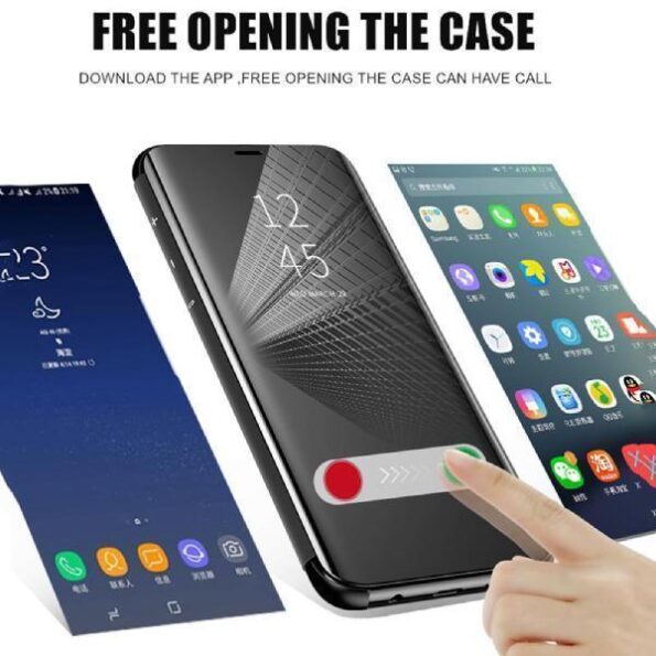 Luxury Mirror Clear View Standing Flip Cover For Apple iPhone / Samsung
